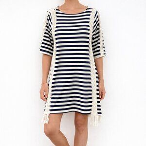 Anthropologie Striped Coastal Casual Boho Statement Knee Length Dress [size M]